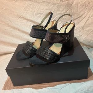 Tahari Ta Jada Black Leather Faux Snakeskin Heels